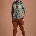 Men's Stylish Basil Green Hunting Shirt | Outdoor Comfort & Adventure